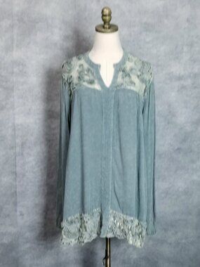 NWT Simply Couture Sequin Embroidered Soutache Long Sleeve Tunic Size L Romantic